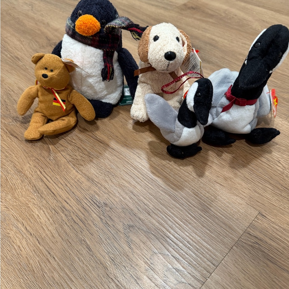Plush Toy Bundle - Penguin, Dog, Bear, and Swan